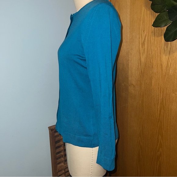 August Silk Teal Blue Long Sleeve Button Front Cardigan Sweater Women's XL - Picture 3 of 11